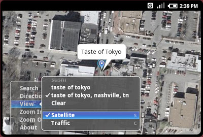Android Maps Satellite View Screen