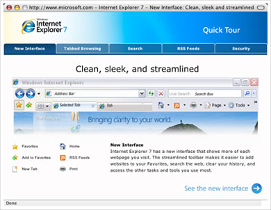 IE7 has a clean interface?