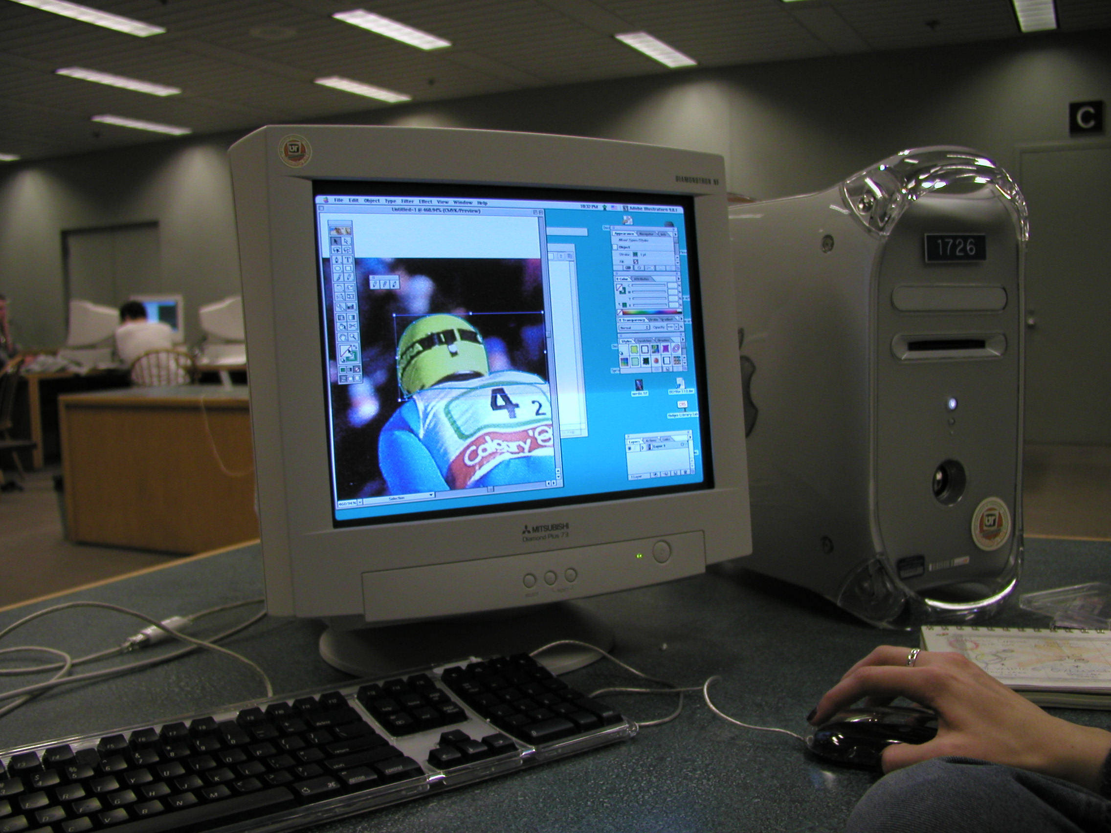 The Hodges Library computer lab featuring a PowerMac G4 Quicksilver.